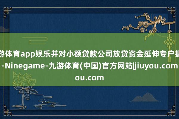 九游体育app娱乐并对小额贷款公司放贷资金延伸专户握住-Ninegame-九游体育(中国)官方网站|jiuyou.com