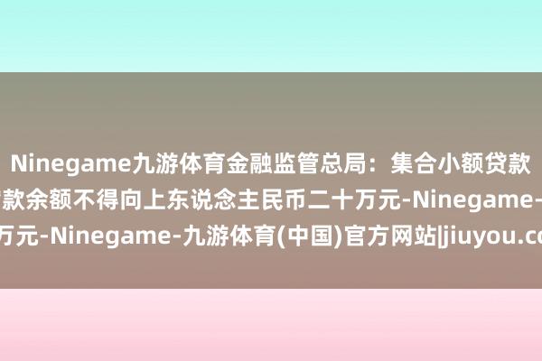 Ninegame九游体育金融监管总局：集合小额贷款公司对单户用于蹧跶的贷款余额不得向上东说念主民币二十万元-Ninegame-九游体育(中国)官方网站|jiuyou.com