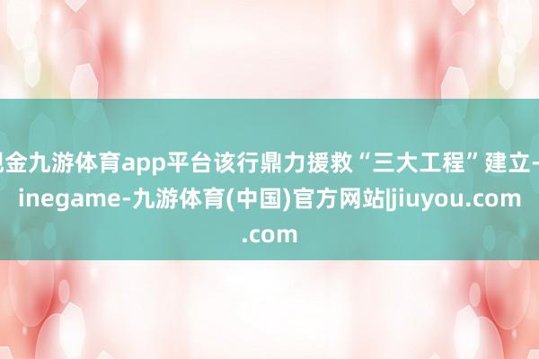 现金九游体育app平台该行鼎力援救“三大工程”建立-Ninegame-九游体育(中国)官方网站|jiuyou.com